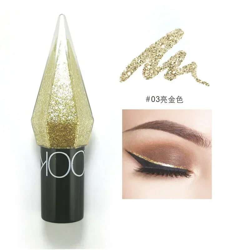 Diamond Shiny Eye Liners Eyeshadow Waterproof Silver Rose Gold Color Glitter Sequins Eyeliner Eye Shadow Makeup Beauty Cosmetics Purest Peak